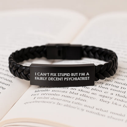 Psychiatrist Funny Quote Interlaced Leather Bracelet Gift for Men Birthday Unique Gifts from Friends - Image 3