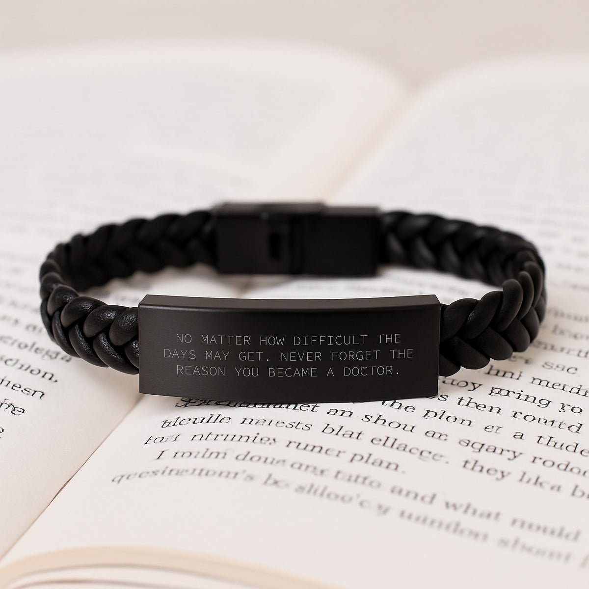 Inspiring Doctor Gifts for Him, Interlaced Leather Bracelet with Quote, Gifts from Family for Birthday, Never Forget the Reason You Became a Doctor, Doctor's Unique Leather Accessories - Image 3