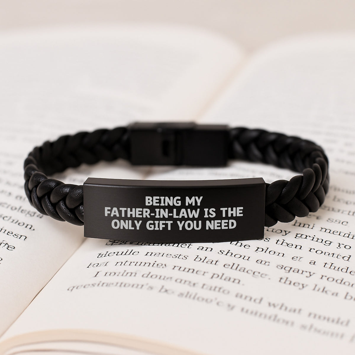 Funny Father-in-law Gifts from Men to Father-in-law, Interlaced Leather Bracelet Birthday Unique Gift for Father-in-law, Being My Father-in-law Is The Only Gift You Need - Image 3