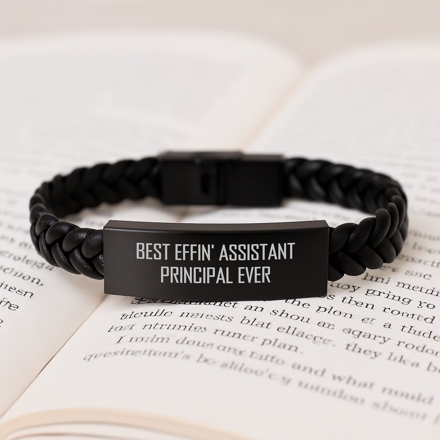 Funny Assistant Principal Gifts, Best Effin' Interlaced Leather Bracelet for Assistant Principal, Birthday Unique Gifts for Men - Image 3
