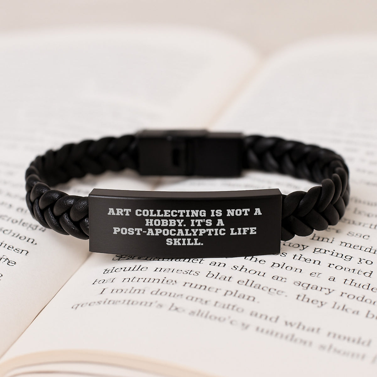 Art Collecting Interlaced Leather Bracelet Funny Quote Gifts from Friends to Art Collecting Men for Graduation Unique Occasion - Art Collecting Is Not A Hobby It's A Post-apocalyptic Life Skill - Image 3
