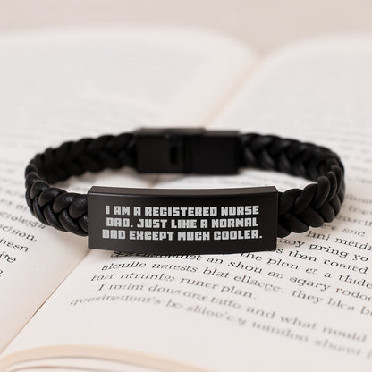 Registered Nurse Interlaced Leather Bracelet for Him Birthday Gift - Image 3