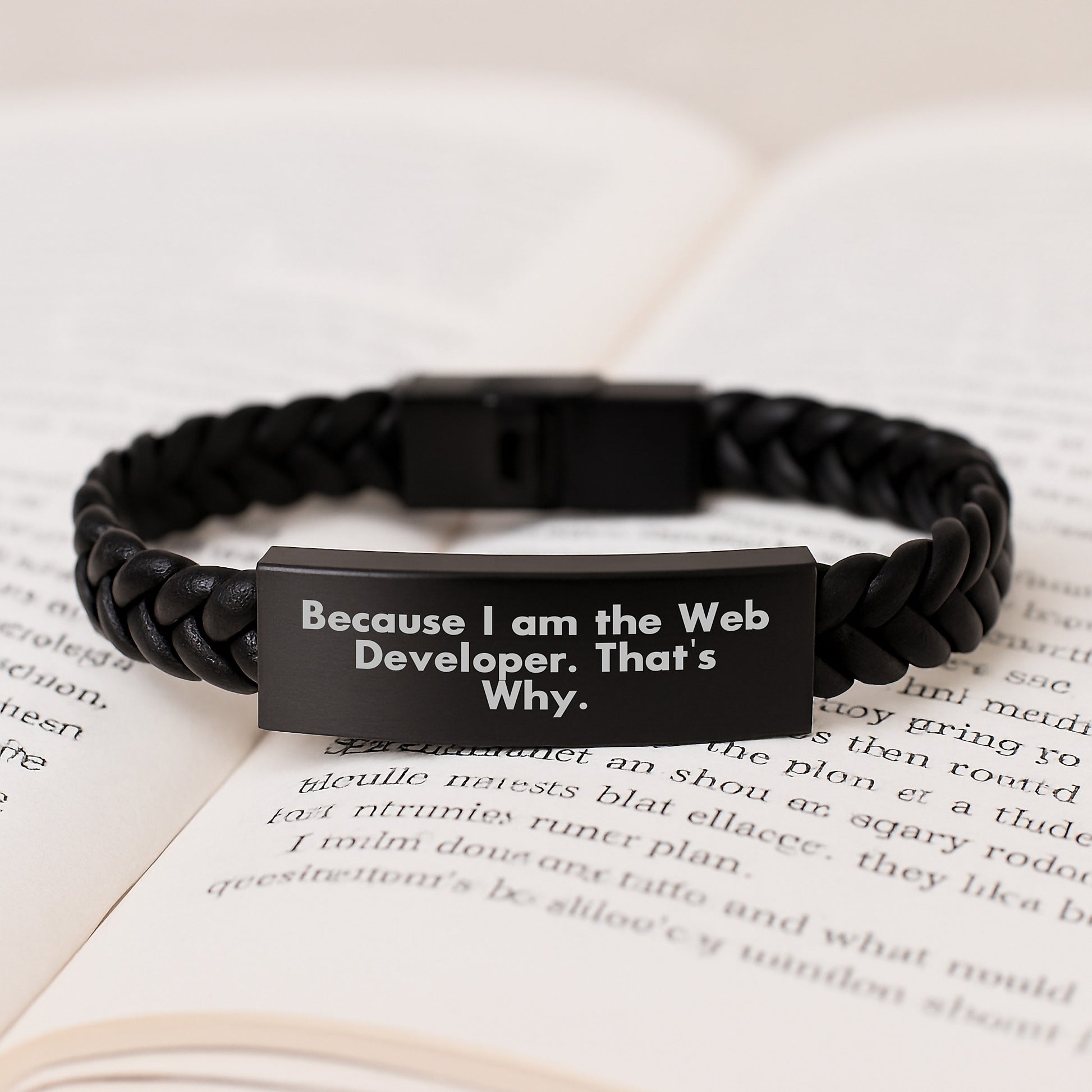 Web Developer Gift Ideas for Men Women Friends Coworkers Family Valentine's Unique Interlaced Leather Bracelet Stainless Steel PU Leather Engraved - Image 3