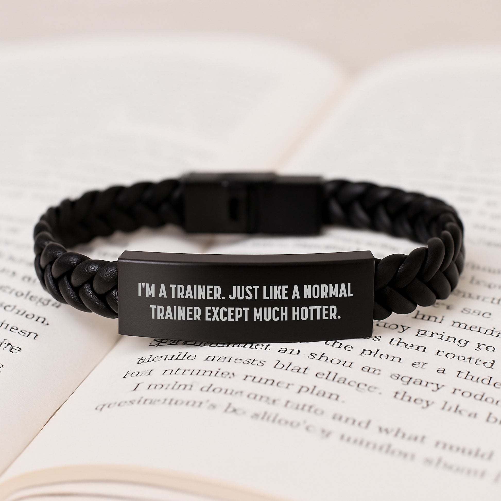 Trainer Gifts for Men, Funny Quote Interlaced Leather Bracelet, Gifts from Friends, Unique Graduation Gift for Trainer, I'm A Trainer. Just Like A Normal Trainer Except Much Hotter. - Image 3