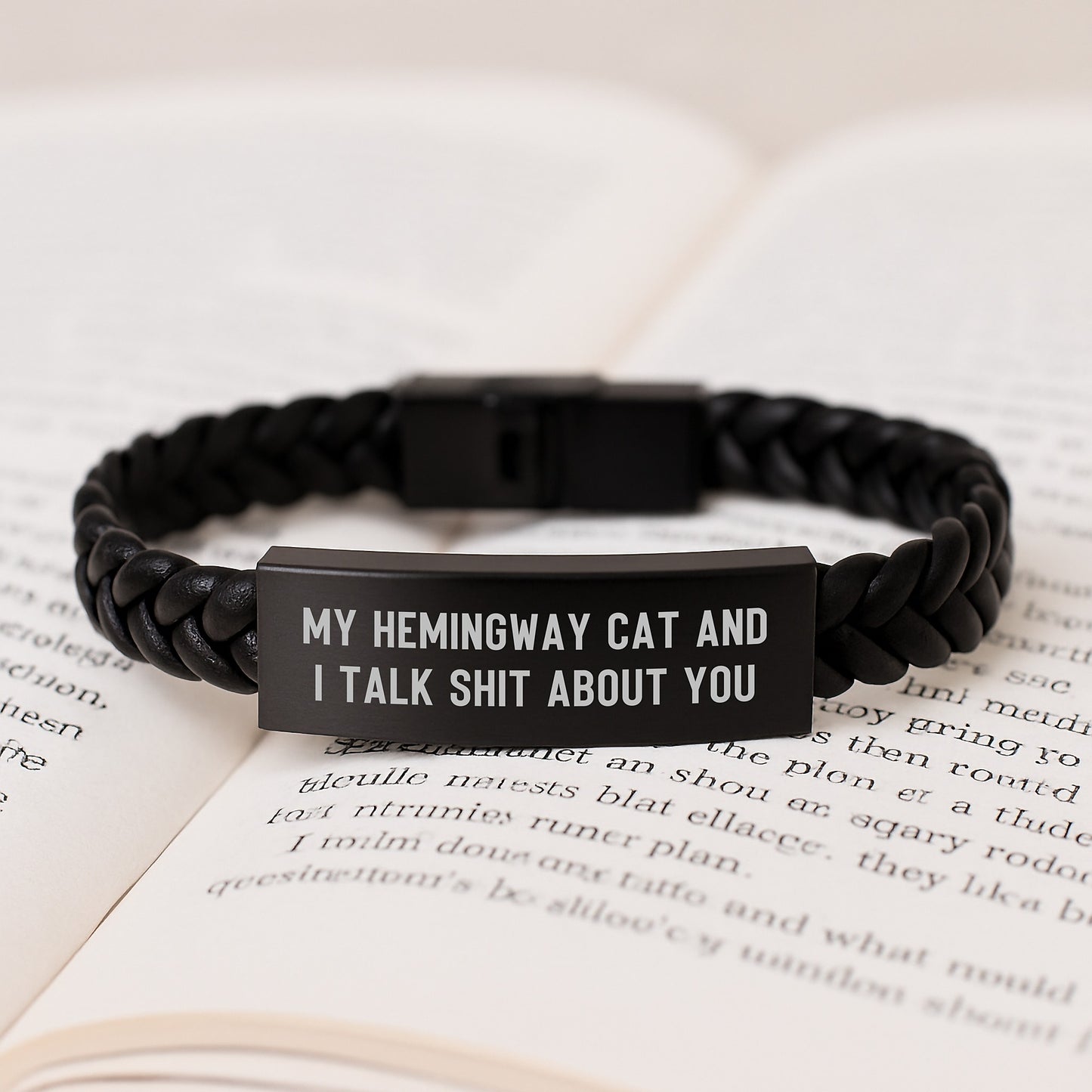 Hemingway Cat Gifts, Funny Quote Interlaced Leather Bracelet, Gifts from Friends for Men, Unique Graduation Unique Gifts - Image 3