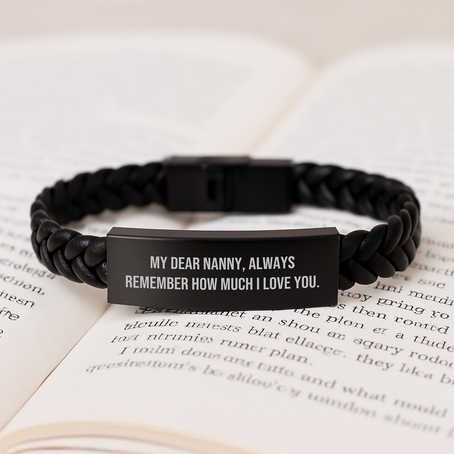 Funny Nanny Gifts from Mom, Interlaced Leather Bracelet with Engraved Stainless Steel, Birthday Unique Presents for Nanny - Image 3