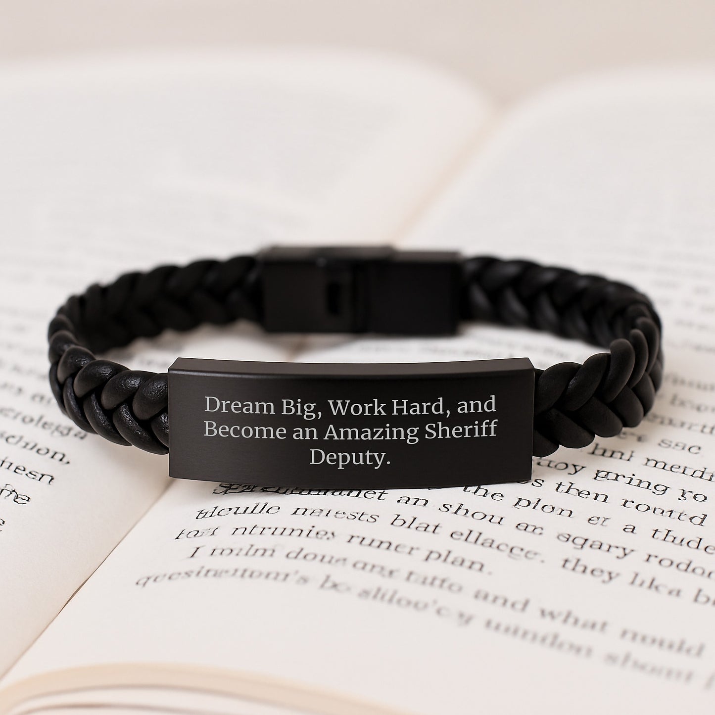 Dream Big Sheriff Deputy Gifts, Work Hard Interlaced Leather Bracellet for Graduation, Inspirational Sheriff Deputy Accessories, Gifts from Family to Sheriff Deputy - Image 3