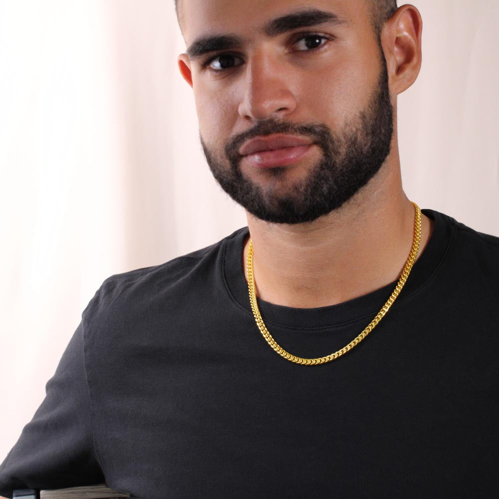 To My Dad Cuban Link Chain Necklace – Personalized Gift from Daughter – “My First Hero”