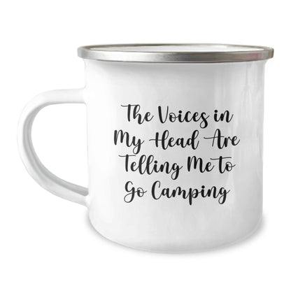 Camping Gifts from Family - Funny Quote Camping Mug for Birthday, 'The Voices In My Head Are Telling Me To Go Camping' - Camping Mug for Men or Women - Image 1