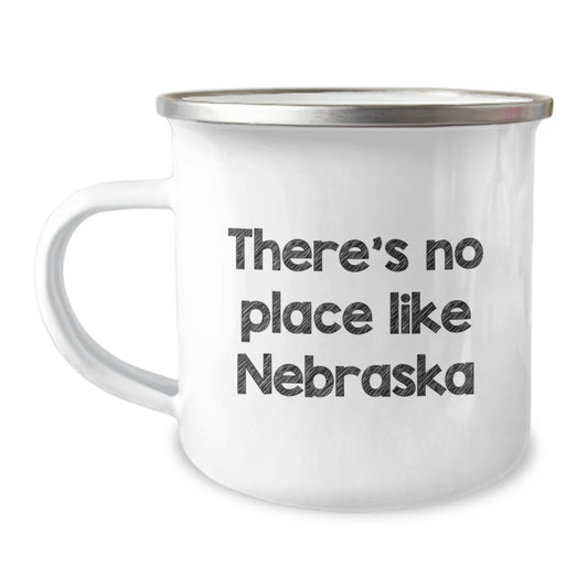 Gifts from Friends and Family, Perfect for Nebraska Enthusiasts, Funny Camping Mug - There's No Place Like Nebraska, Unique Graduation Gifts for Men and Women - Image 1