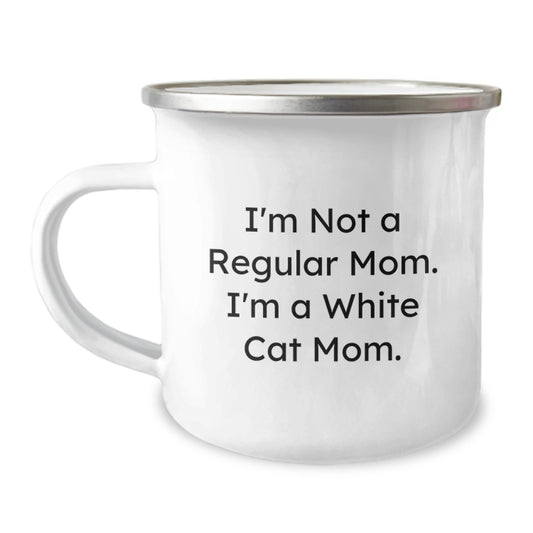 Funny White Cat Mom Gifts for Women - White Cat Camping Mug, Best Unique Christmas Unique Gifts 2023, Funny Mom Mugs for Family, White Cat Mom, Camping Mugs for Hiking - Image 1