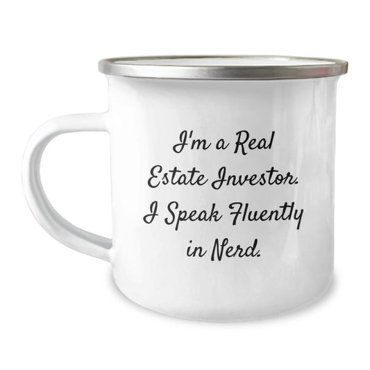 Funny Real Estate Investor Gifts for Men - Christmas Unique Gifts from Friends to Real Estate Investor genius Lover, Camping Mug, I'm A Real Estate Investor. I Speak Fluently In genius. - Image 1