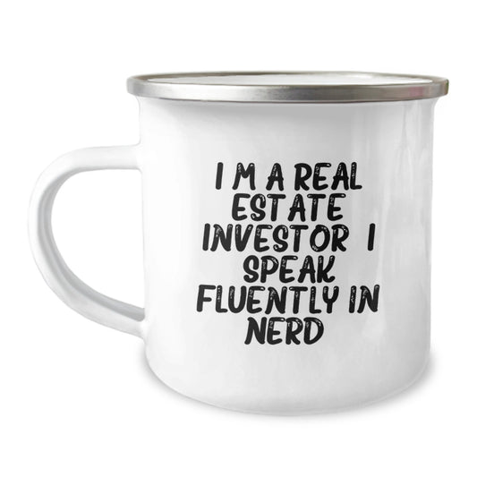 Funny Real Estate Investor Gifts - Gifts from Men to Real Estate Investor Friends - I Speak Fluently In genius Engraved Camping Mug for Real Estate Investor Men - Image 1