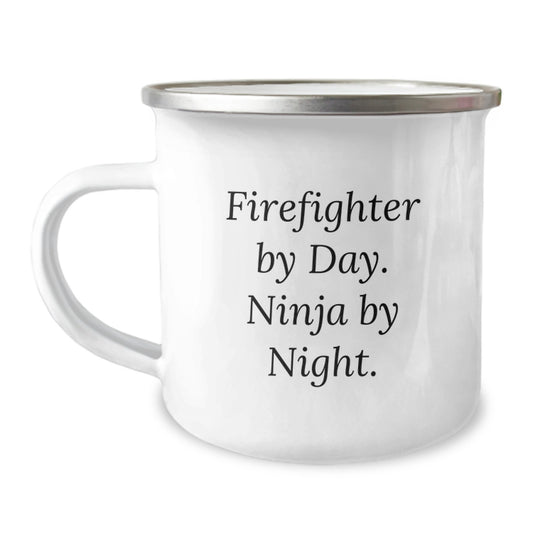Funny Firefighter Gifts for Men, Christmas Unique Firefighter Mugs with 'Firefighter By Day. Ninja By Night.' Quote, Camping Mug for Firefighter Enthusiasts Gifts from Family - Image 1