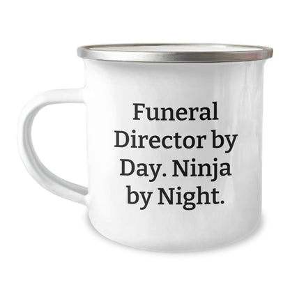Funeral Director Christmas Mugs by Gifts from Family for Men with Funny Quote - 'Funeral Director By Day. Ninja By Night.' - Image 1