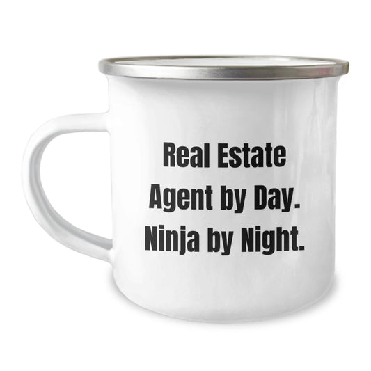 Funny Real Estate Agent Gifts for Men, Real Estate Agent By Day. Ninja By Night. Camping Mug, Birthday Unique Gifts from Friends - Image 1
