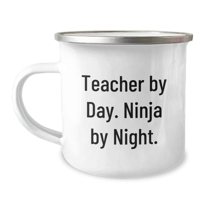 Teacher Gifts from Friends - Teacher By Day. Ninja By Night. Birthday Unique Gifts for Teachers - Funny Camping Mug - Image 1