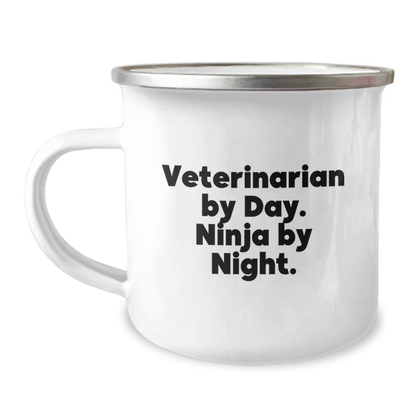 Funny Veterinarian Gifts for Men, 'Veterinarian By Day. Ninja By Night.' Camping Mug, Unique Christmas Memorable Presents for Coworkers - Image 1