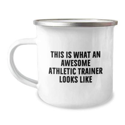 Funny Athletic Trainer Gifts from Men for Graduation Unique Gifts - This Is What An Awesome Athletic Trainer Looks Like Camping Mug - Image 1