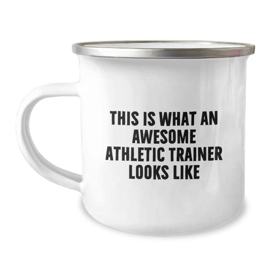 Funny Athletic Trainer Gifts from Men for Graduation Unique Gifts - This Is What An Awesome Athletic Trainer Looks Like Camping Mug - Image 1