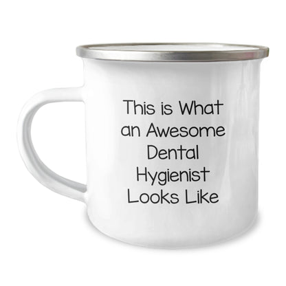 Funny Dental Hygienist Gifts from Friends for Birthday - This Is What An Awesome Dental Hygienist Looks Like Camping Mug - Image 1