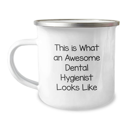 Funny Dental Hygienist Gifts from Friends for Birthday - This Is What An Awesome Dental Hygienist Looks Like Camping Mug - Image 1