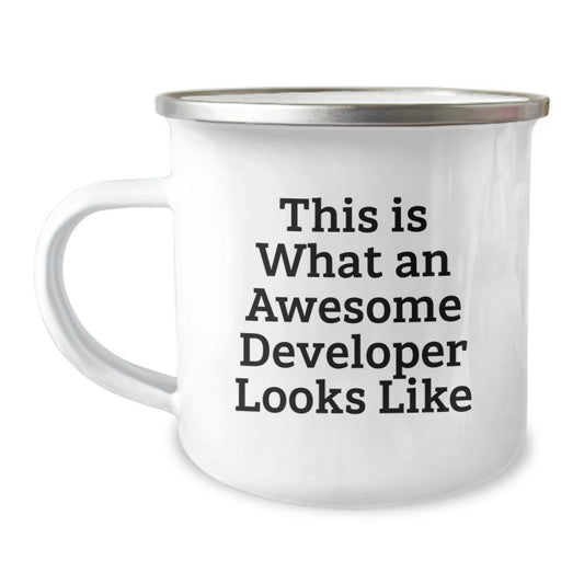Gifts for Developers, Funny Quotes, This Is What An Awesome Developer Looks Like, Camping Mug for Birthday Unique Gifts - Gifts from Friends, Family, Coworkers - Image 1