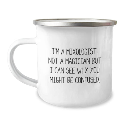 Funny Mixologist Gifts from Friends to Celebrate Graduation with Camping Mug, I'm A 'Mixologist, Not A Magician But I Can See Why You Might Be Confused,',
   - Image 1