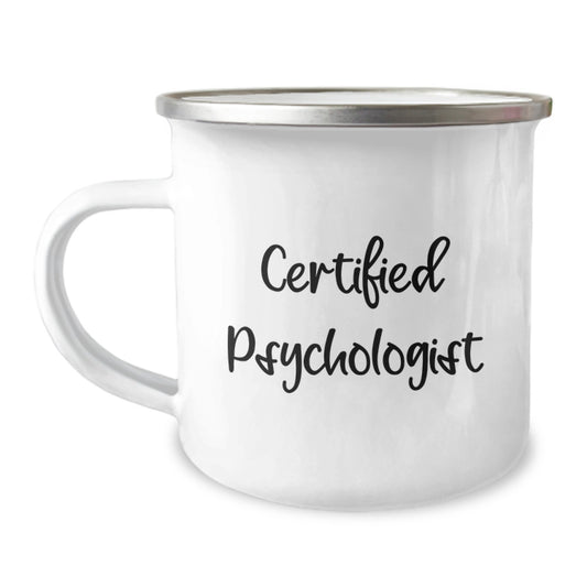 Gifts from Friends and Family for Psychologist on Valentine's - Funny Quote Camping Mug, 12 oz Stainless Steel with Enamel Finish - Image 1
