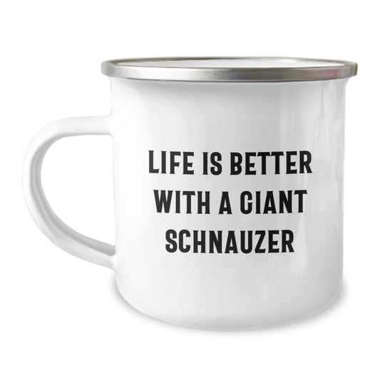 Giant Schnauzer Dog Lovers Gifts from Family, Friends, or Coworkers - 'Life Is Better With A Giant Schnauzer' 12oz Stainless Steel Camping Mug for Graduation Unique Gifts - Image 1