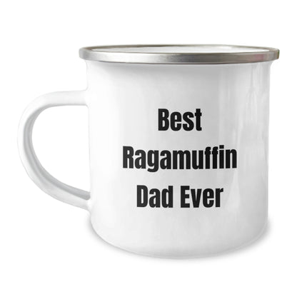 Funny Ragamuffin Cat Camping Mug Gifts from Dad, Unique Birthday Unique Gifts for Ragamuffin Cat Lovers, Best Ragamuffin Dad Ever Quote, Camping Mug, Stainless Steel, 12 oz - Image 1
