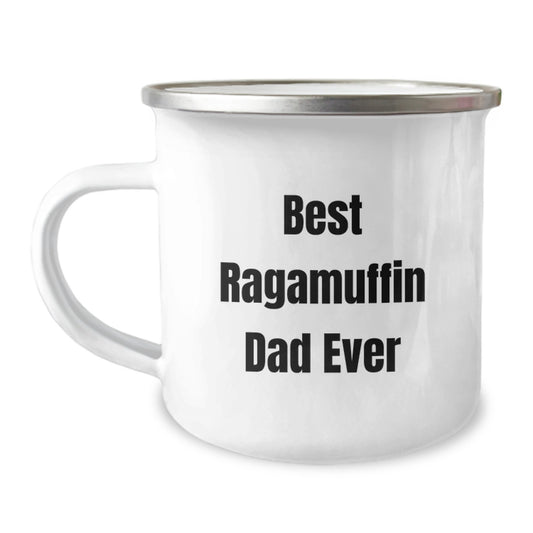 Funny Ragamuffin Cat Camping Mug Gifts from Dad, Unique Birthday Unique Gifts for Ragamuffin Cat Lovers, Best Ragamuffin Dad Ever Quote, Camping Mug, Stainless Steel, 12 oz - Image 1