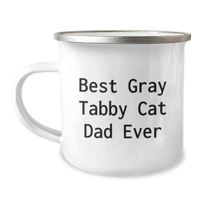 Funny Gifts for Gray Tabby Cat Lovers - Best Dad Ever Camping Mug - Birthday Unique Gifts from Men to Family - Image 1