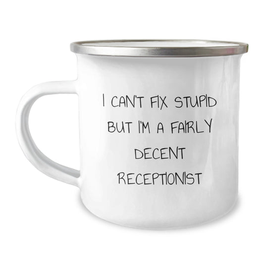 Funny Receptionist Gifts from Friends and Family - Camping Mug for Birthday Unique Presents - Image 1