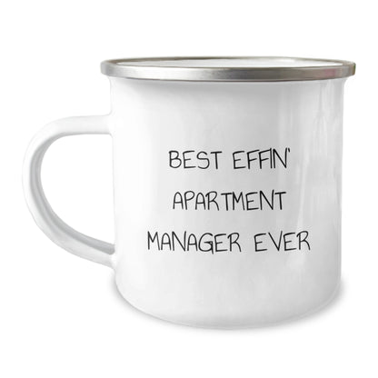 Funny Gifts for Apartment Managers, Best Effin' Apartment Manager Ever Coffee Mug, Camping Mug for Birthday Unique Gifts, Gifts from Men to Friends - Image 1