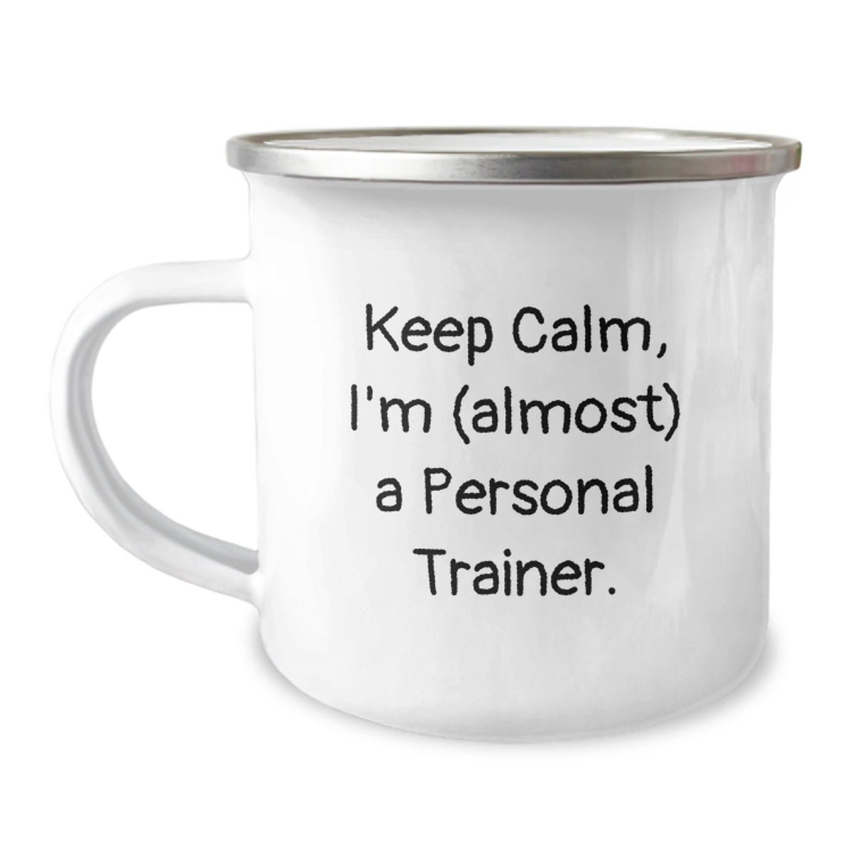 Personal Trainer Gift for Him - Keep Calm Trainer Keepsake Camping Mug - Image 1