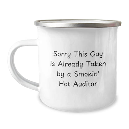 Funny Auditor Gifts from Friends, Birthday Unique Gifts for Auditor Man, Smokin' Hot Auditor Camping Mug - Image 1