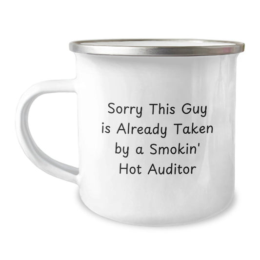 Funny Auditor Gifts from Friends, Birthday Unique Gifts for Auditor Man, Smokin' Hot Auditor Camping Mug - Image 1