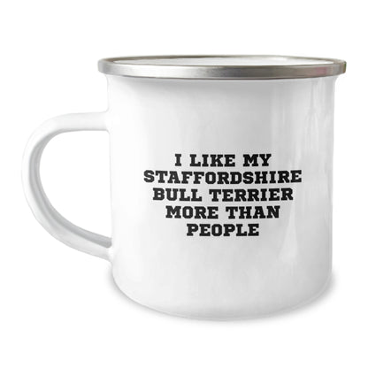 Staffordshire Bull Terrier Dog Lover Gifts from Friends for Birthday Unique Gifts, Funny Staffordshire Bull Terrier Dog Camping Mug, I Like My Staffordshire Bull Terrier More Than People - Image 1