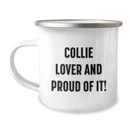 Funny Collie Dog Lover Gifts for Men - Birthday Unique Presents for Friends and Family, Enamel Camping Mug for Collie Enthusiasts - Gifts from Husband to Wife - Image 1