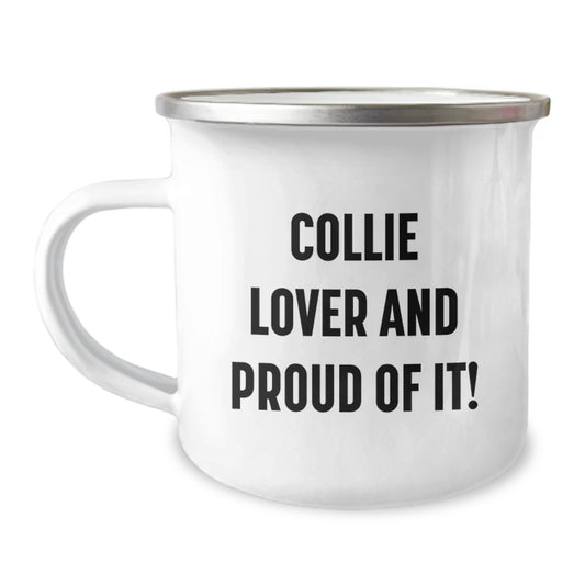 Funny Collie Dog Lover Gifts for Men - Birthday Unique Presents for Friends and Family, Enamel Camping Mug for Collie Enthusiasts - Gifts from Husband to Wife - Image 1