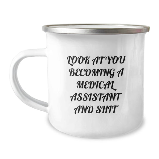 Funny Medical Assistant Gifts for Her from Friends, Unique Camping Mug for Graduation - Image 1
