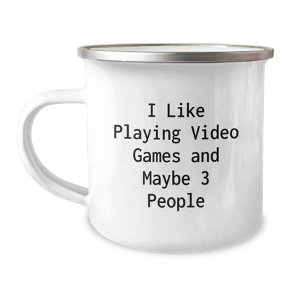 Funny Playing Video Games Gifts for Him from Friends, Unique Birthday Present Ideas with 'I Like Playing Video Games And Maybe 3 People' Quote, Camping Mug for Men - Image 1