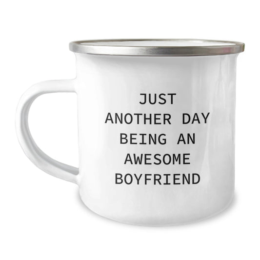 Funny Sweetheart Gifts for Him, 'Just Another Day Being An Awesome Sweetheart' Quote on Camping Mug, Gifts from Family for Birthday - Image 1