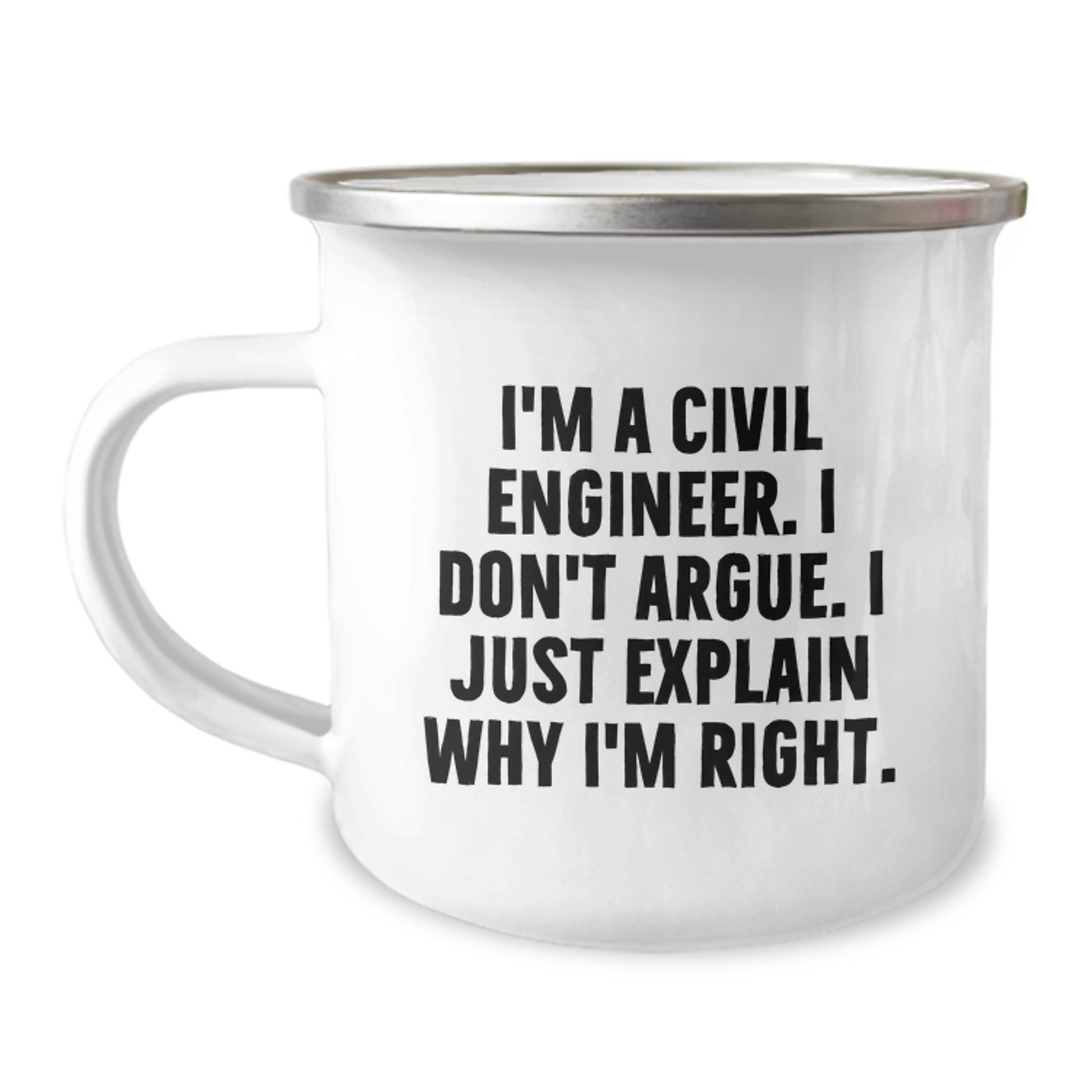 Civil Engineer Camping Mug, Funny Quote Gifts from Men to Friends, Unique Christmas Unique Gifts for Civil Engineers - Image 1