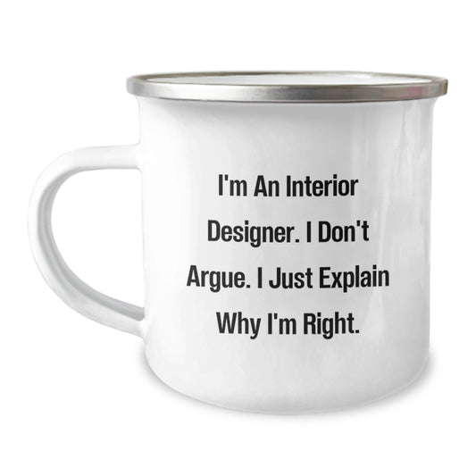 Funny Interior Designer Gifts from Friends, Interior Designer's Birthday Unique Ideas with Quote, Camping Mug for Him or Her - Image 1