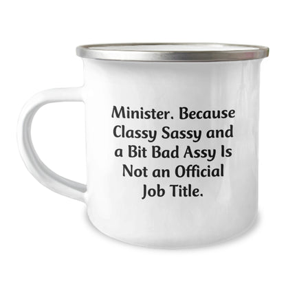 Funny Minister Gifts from Men, Camping Mug with Inspirational Quote for Minister, Christmas Unique Presents for Minister Friends and Family - Image 1