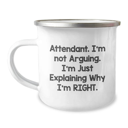 Attendant Humor Camping Mug, Gifts from Friends to Attendant, Birthday Unique Gifts for Men - Image 1