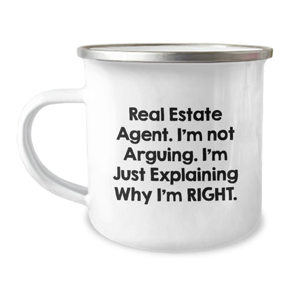 Funny Gifts from Friends for Christmas Unique Real Estate Agent Camping Mug - Explaining Why I'm Right - Image 1