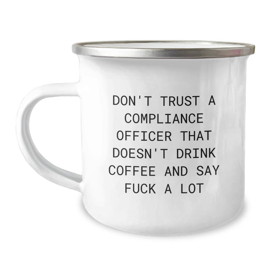 Funny Compliance Officer Gifts for Men - Gifts from Friends, Sarcastic Camping Mug, 12 oz Stainless Steel, Holiday Cheer for Coworkers, Compliance Officer Christmas Unique Gifts - Image 1